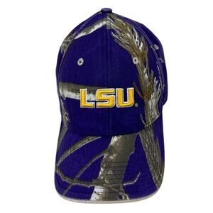 LSU Tigers Camo Embroidered Baseball Hat Adjustable Mens Purple Outdoor Hunting